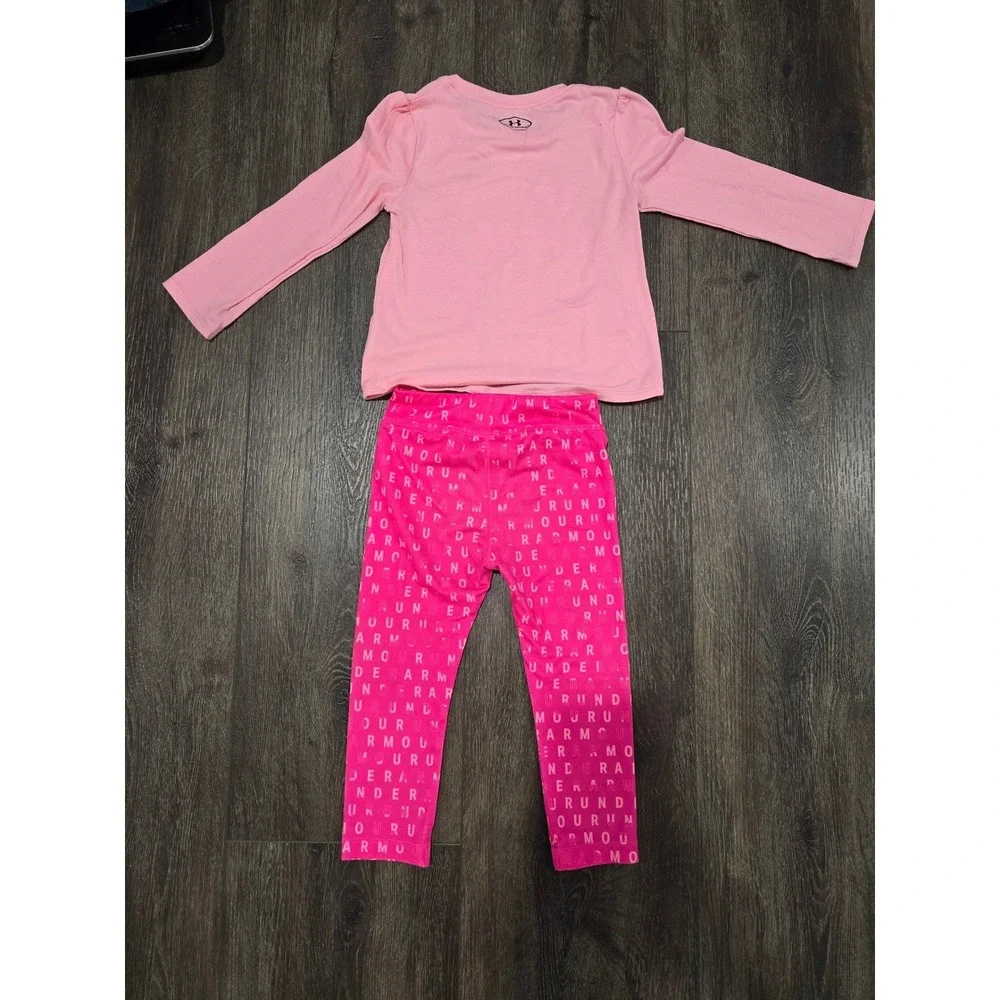 Under Armour Girls 2T Pink Long Sleeve Shirt and Leggings 2 Piece Outfit Set